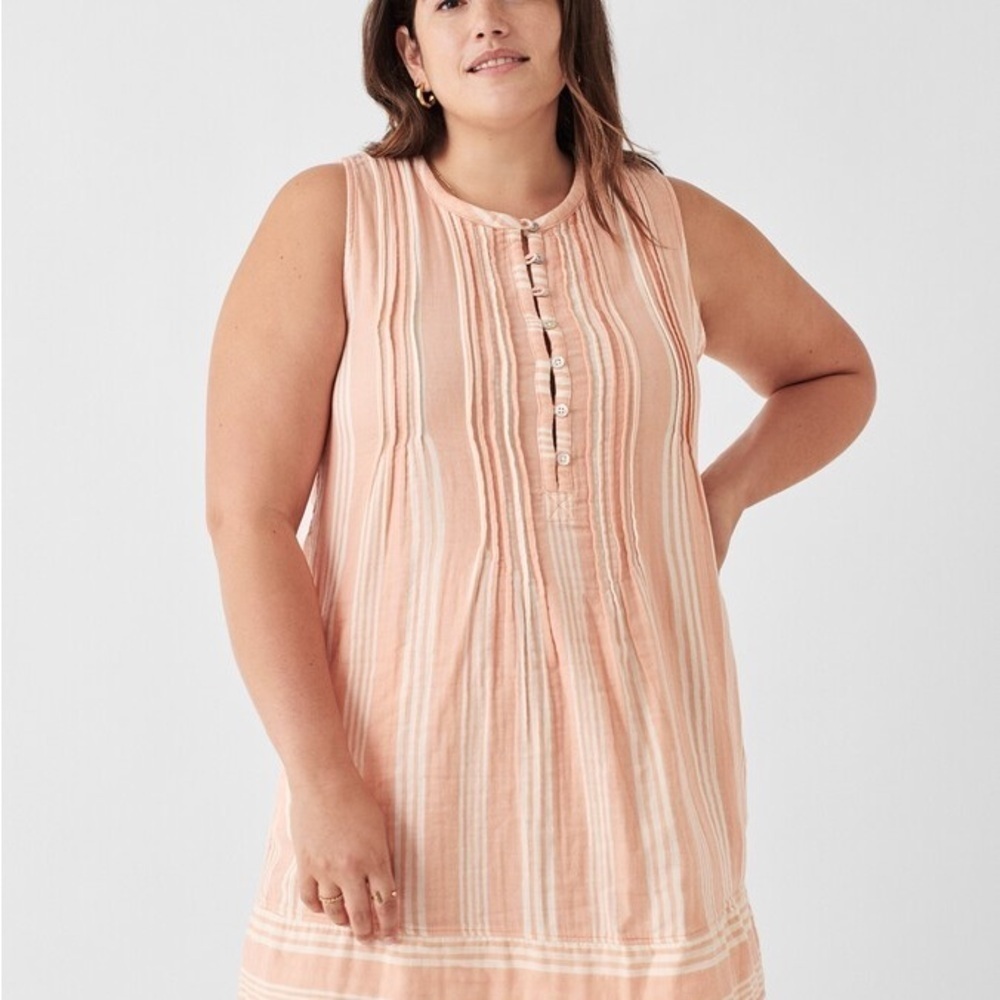 Faherty Dream Organic Cotton Gauze Isha Dress Stripe - Picture 2 of 8